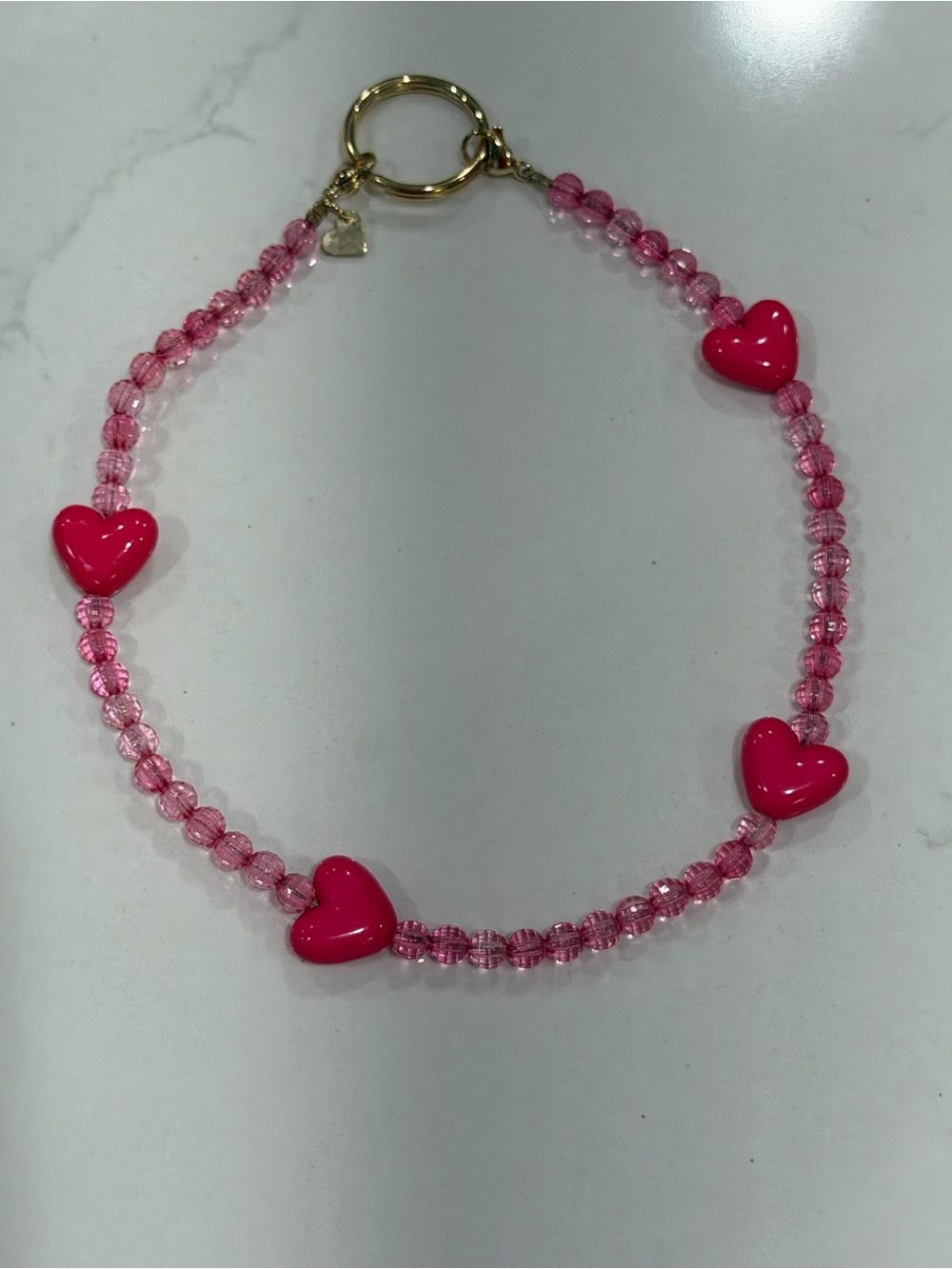 Velvet Caviar Pink Heart Beaded Cell Phone Wristlet / Phone Charm